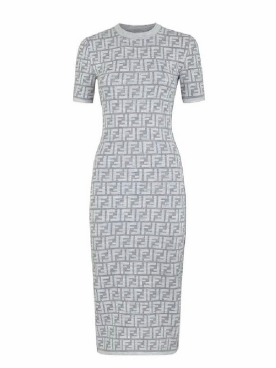 no name Dresses & Skirts - Reversible Monogram Fitted Midi Dress